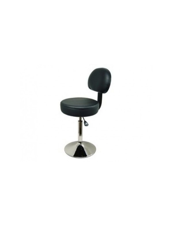 Tabouret Assise Cousue avec Dossier Eco Noir sur socle